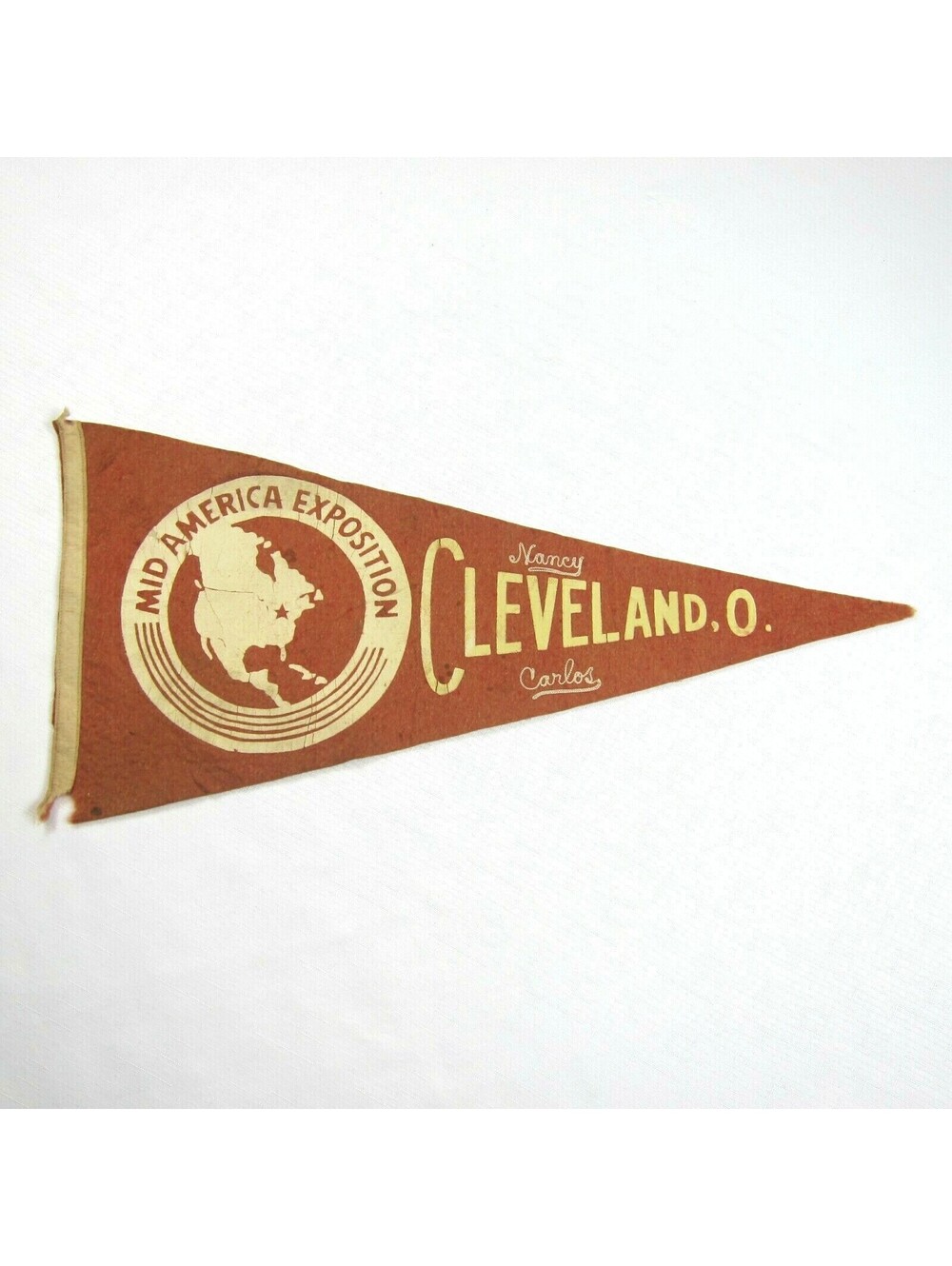 Vintage 1946 Mid America Exposition Pennant Cleveland Ohio Souvenir Felt 23x11"